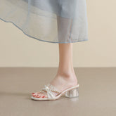 Tacones altos de perla con temperamento francés grueso para mujer